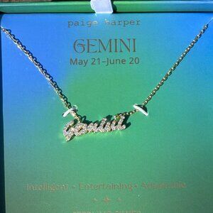 “Gemini” Gold Plated Sterling Silver Cubic Zirconia Zodiac Necklace Jewelry NEW